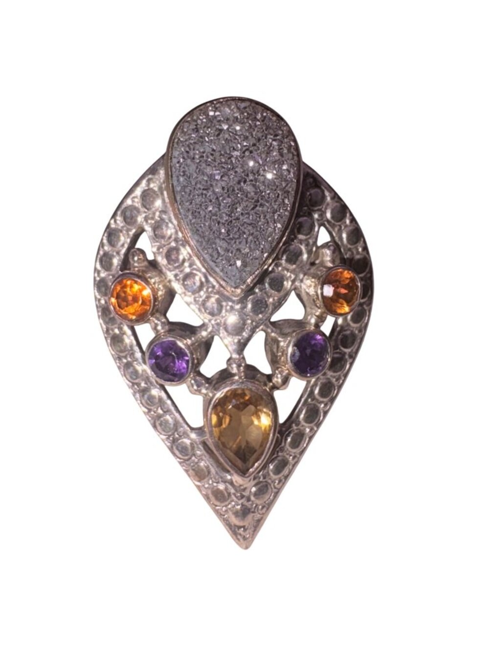 Nicky Butler Womens Silver 925 Druzy Gemstone Ring Size 7 Elegant Vintage Style